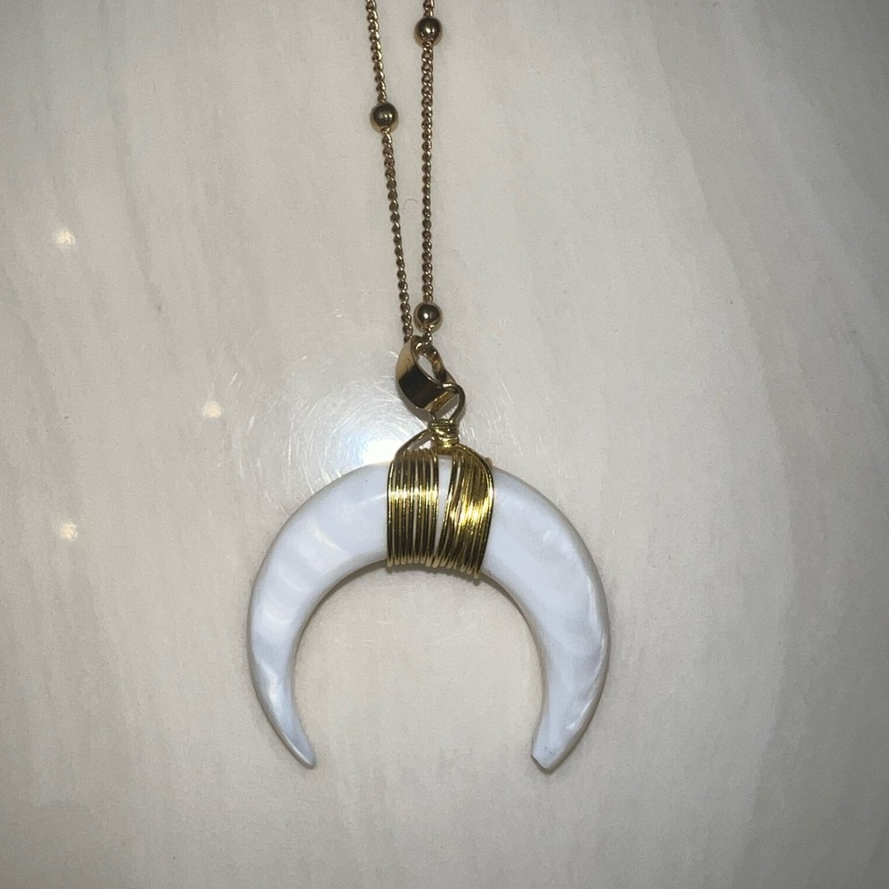 Never Worn Gold Wrapped Crescent Moon on 16k Gold Plated Satellite Chain